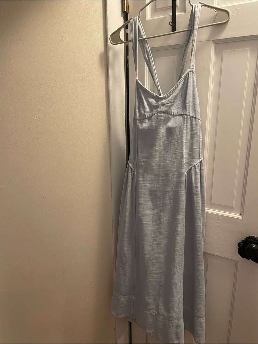 Free People Light Blue dress with Pockets! super light Weight denim material!